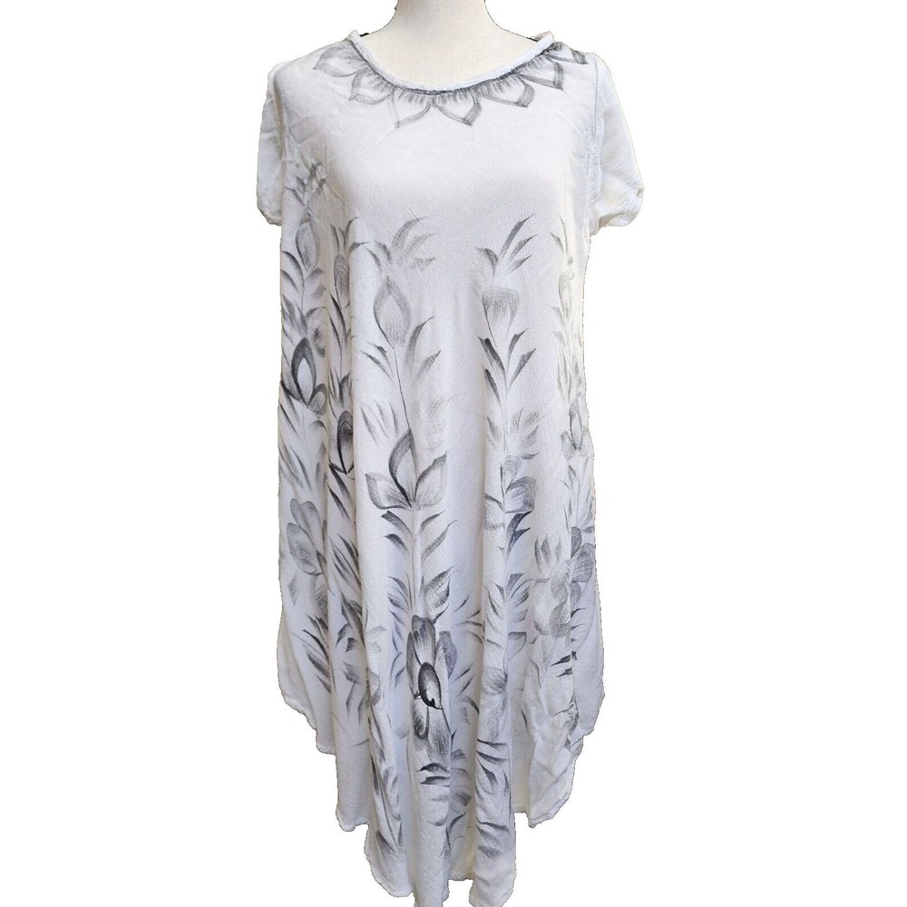 Crinkle Gauze Oversized Boho Dress Free Size Full Flowy Asymmetrical Sunflower
